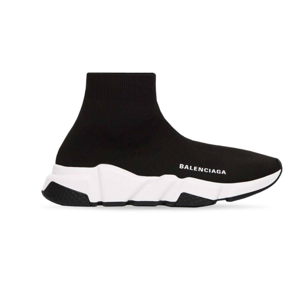 Balenciaga WOMEN'S SPEED RECYCLED KNIT SNEAKER IN BLACK/WHITE